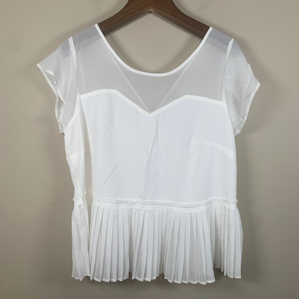 American Eagle Peplum Pleated Sheer Blouse Size XL Coquette
